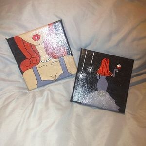 hand painted two piece royal woman painting